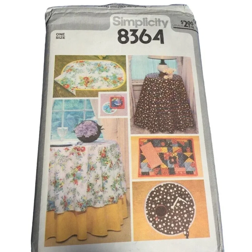 Simplicity 8364 TABLECLOTH, PLACEMATS, NAPKINS, Coasters Pattern UNCUT - Picture 3 of 3